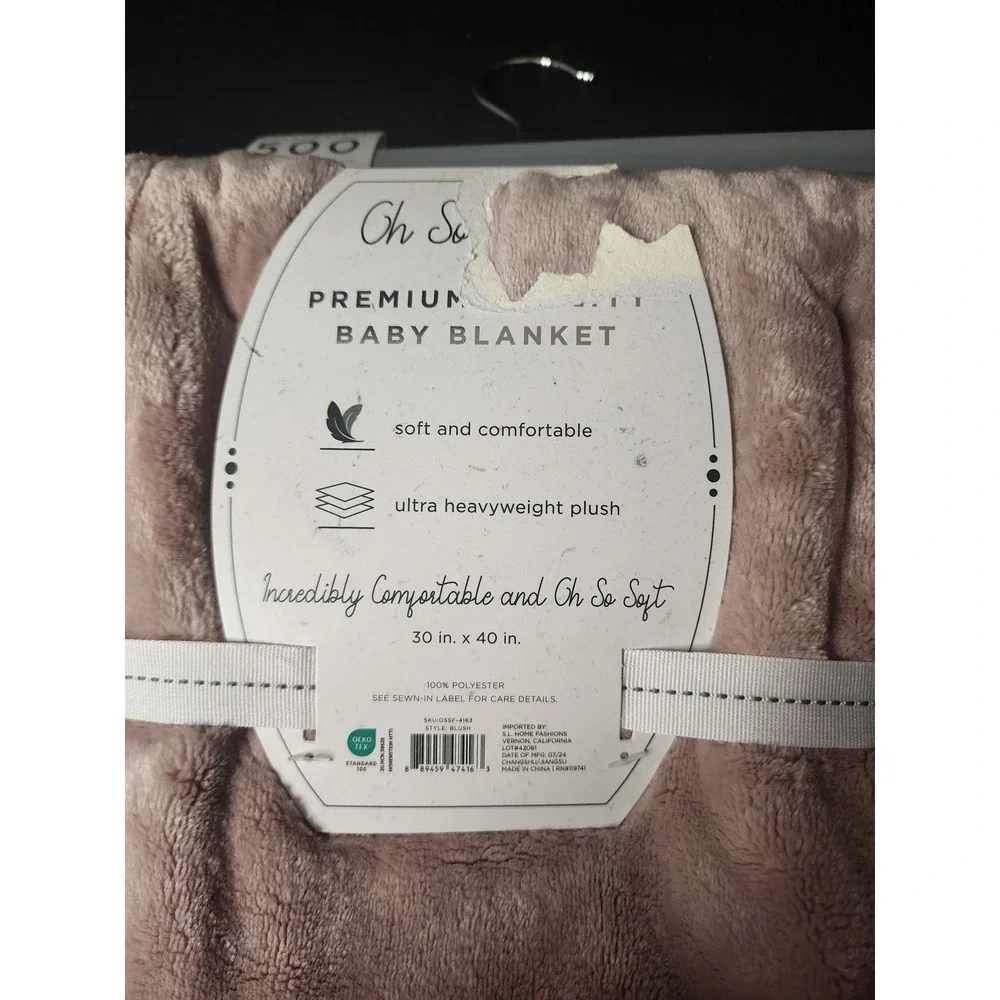 Oh So Soft Premium Baby Blanket Blush Pink Heavyweight 500 Series Plush 30x40